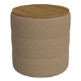 thumbnail image 4 of BenJara Mona Storage Ottoman, 19 Inch Round Lift Top, Channeled Brown Boucle, 4 of 5