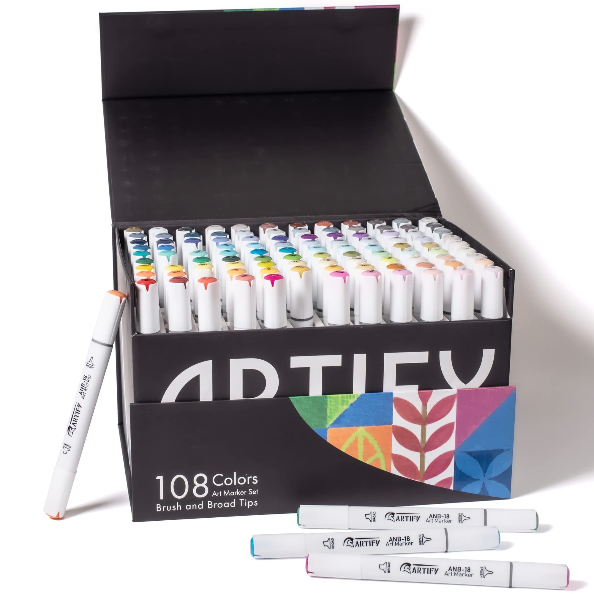 ARTIFY 108 Colors Alcohol Brush Markers, Brush & Chisel Dual Tips  Professional Artist Markers, Drawing Marker Set with Carrying Case for  Adult