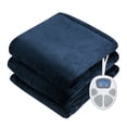 thumbnail image 4 of Gymax Flannel Electric Heated Blanket Throw 84'' x 62'' w/ 8 Hours Auto Off Blue, 4 of 5