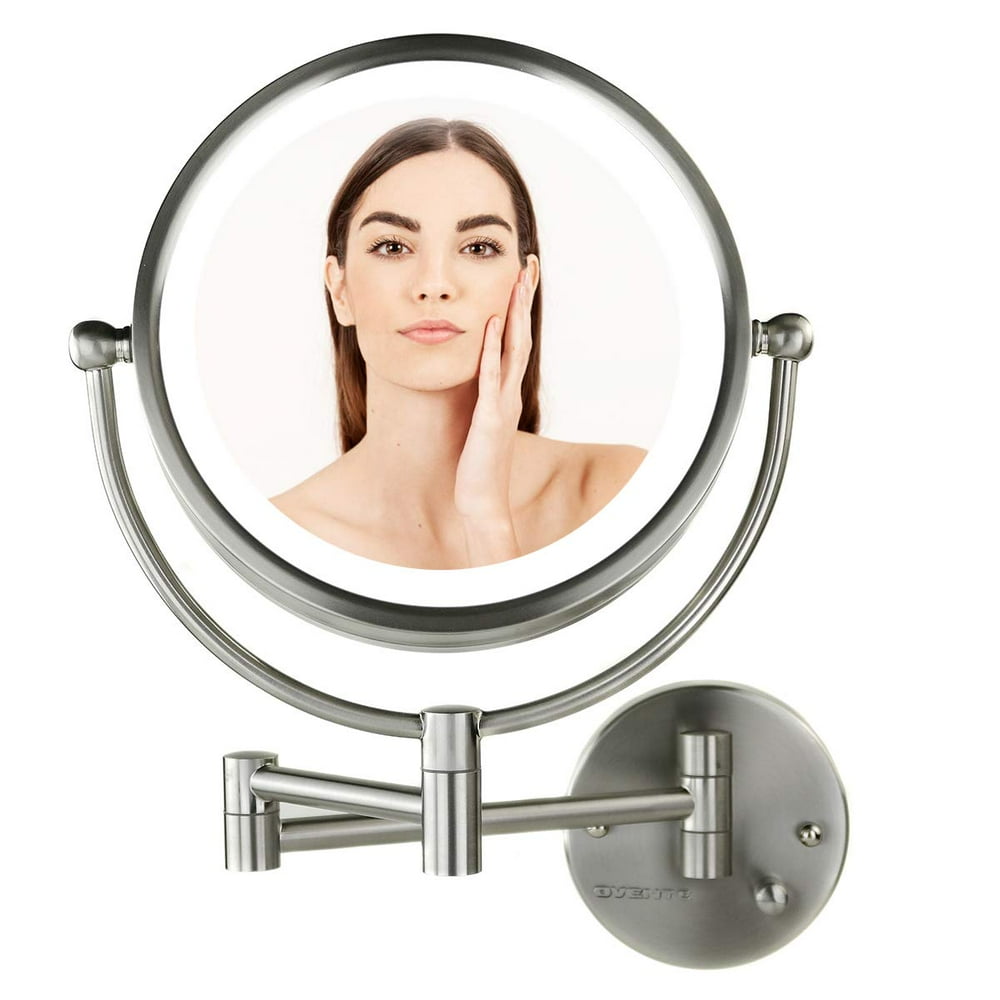 Ovente Lighted Wall Mounted Makeup Mirrors 8.5 Inch 1X 7X Magnifying