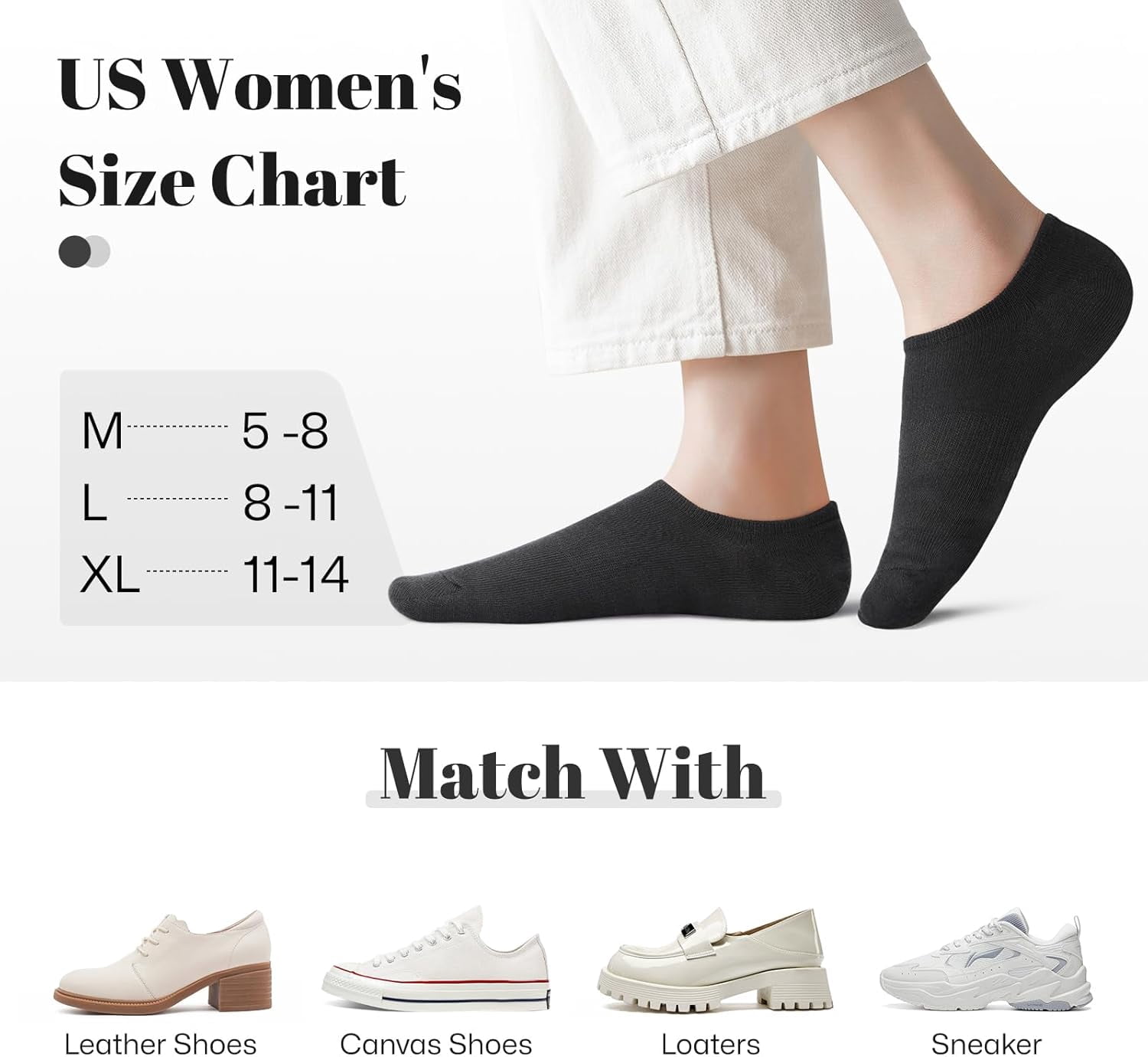 WERNIES No Show Socks Women, 4/8 Pairs Non Slip Low Cut Invisible Ankle Socks, Combed Cotton Breathable Arch Support, for Sneakers Loafers Athletic Shoes