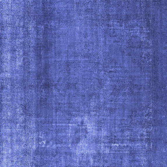 Ahgly Company Machine Washable Indoor Square Oriental Blue Industrial Area Rugs, 5' Square