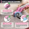 thumbnail image 4 of SHALL 4V Cordless Electric Scissors, Rechargeable Cardboard Cutter, Rotary Electric Box Cutter w/Safety Lock, LED Light & Replacement Blade for Fabric, Leather, Carpet, Cardboard & Plastic, Pink, 4 of 8