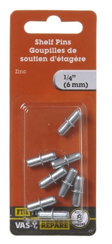 1/4" Shelf Pins 8 Pieces