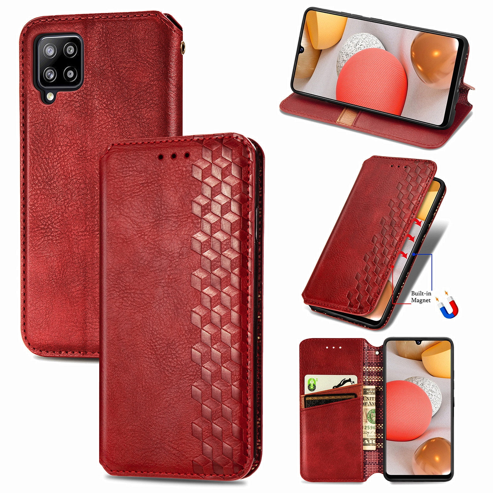 6.6 and Magnetic Closure Full Protection Design Wallet Flip with Case Collection Premium Leather Folio Cover for Samsung Galaxy A42 5G Case Card Slots Kickstand for Galaxy A42 5G Phone Case