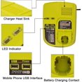 thumbnail image 4 of Cargador de iones de litio de 12 V a 18 V y Ni-Mh/Ni-Cd de 3 A para Ryobi ONE+ P104 P105 P102 P103 P107 P108 (compatible con 260051002 P117 P118 P113 BCL1418), 4 of 4