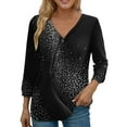 thumbnail image 2 of kytmyeq Women's V-neck Button Top, Women's Quarter Sleeved Top, Casual Daily Top, Fashionable Shirt Top, T-shirt Pullover, 2 of 6