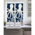 thumbnail image 2 of Window Privacy Film Beige Octopus Coastal Stained Glass Window Film Decorative Sun Block Window Cover Navy Blue Nautical Ocean Coral Window Clings Static Adhesive Sticker for Bathroom 17.7"x39.3", 2 of 7