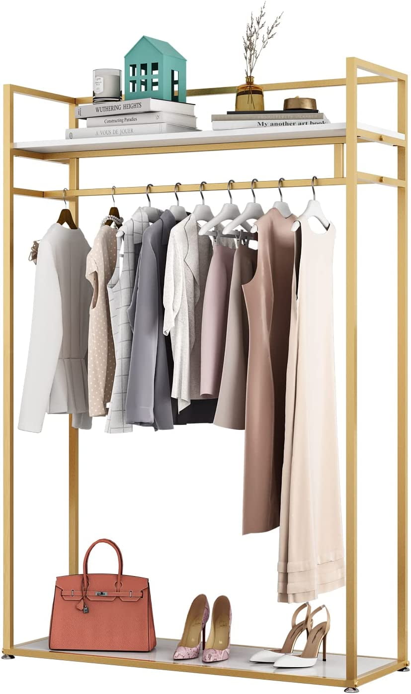ZXNYH Heavy Duty Gold Clothing Rack for Boutique Use, Metal Garment ...