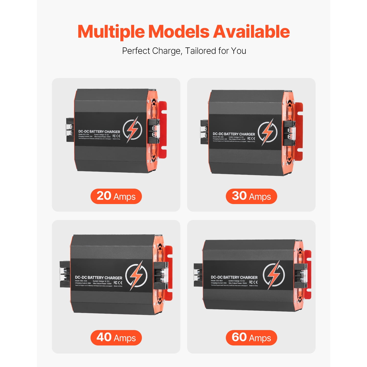 KFFKFF 12V 60A DC to DC Battery Charger, 750W, On-Board Charger for Lead-Acid, Lithium, AGM, GEL, and Flooded Batteries, Intelligent Multi-Stage Charging, Suitable for RVs, Commercial Vehicles, Boats