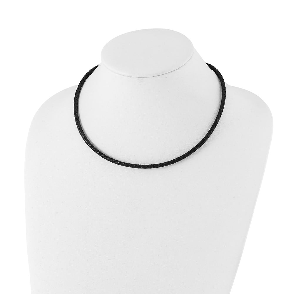 Stainless Steel Cord & Leather Chain Necklace Chisel 4 mm Genuine Weave 18 inch