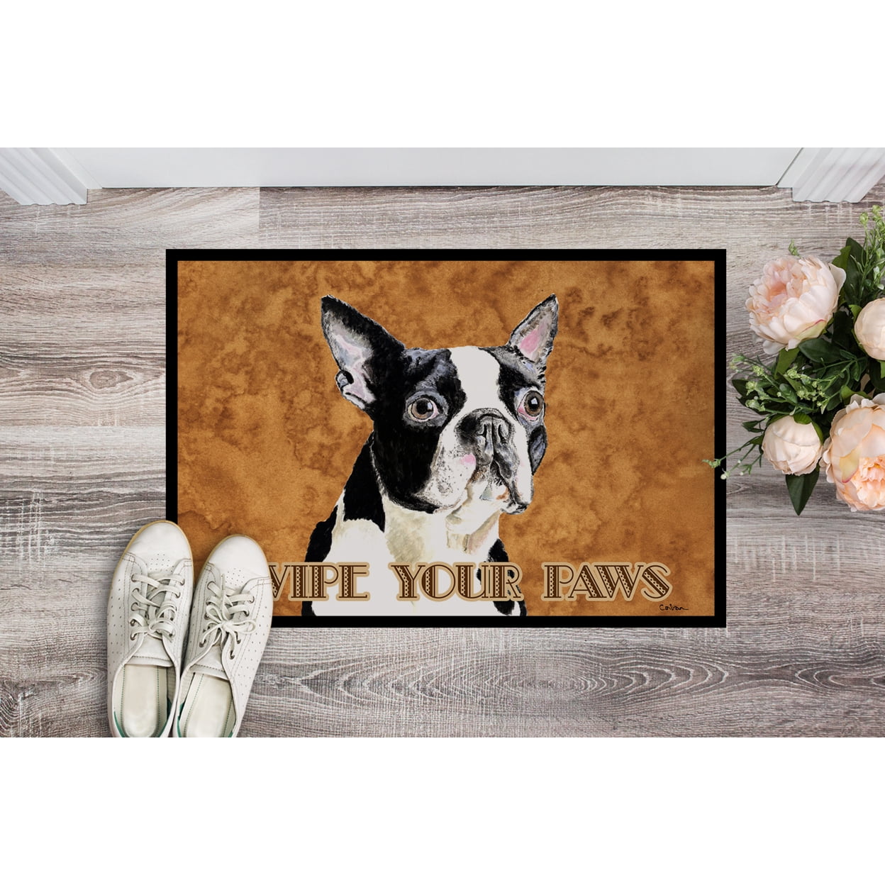 Carolines Treasures SC9140JMAT Boston Terrier Door Mat Indoor Rug or Outdoor Welcome Mat 24x36 Doormat 36"L x 24"W