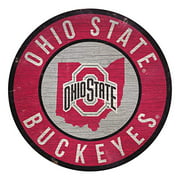 Fan Creations Ohio State Buckeyes Sign Wood 12 Inch Round State Design