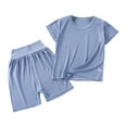 thumbnail image 4 of Gubotare Kids Summer Pajamas Baby Bamboo Pajamas Set Pjs - Kids Toddler Girl Snug Fit Viscose Sleepwear 2pcs Size 3-4T (Blue,3-4 Years), 4 of 4