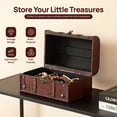 thumbnail image 3 of Small Decorative Vintage Storage Box - Wooden Treasure Chest - Perfect for Storing Jewelry, Important Documents, and Cash - Measures 7 Inches in Length, 11 Inches in Width, and 5.5 Inches in Height, 3 of 7