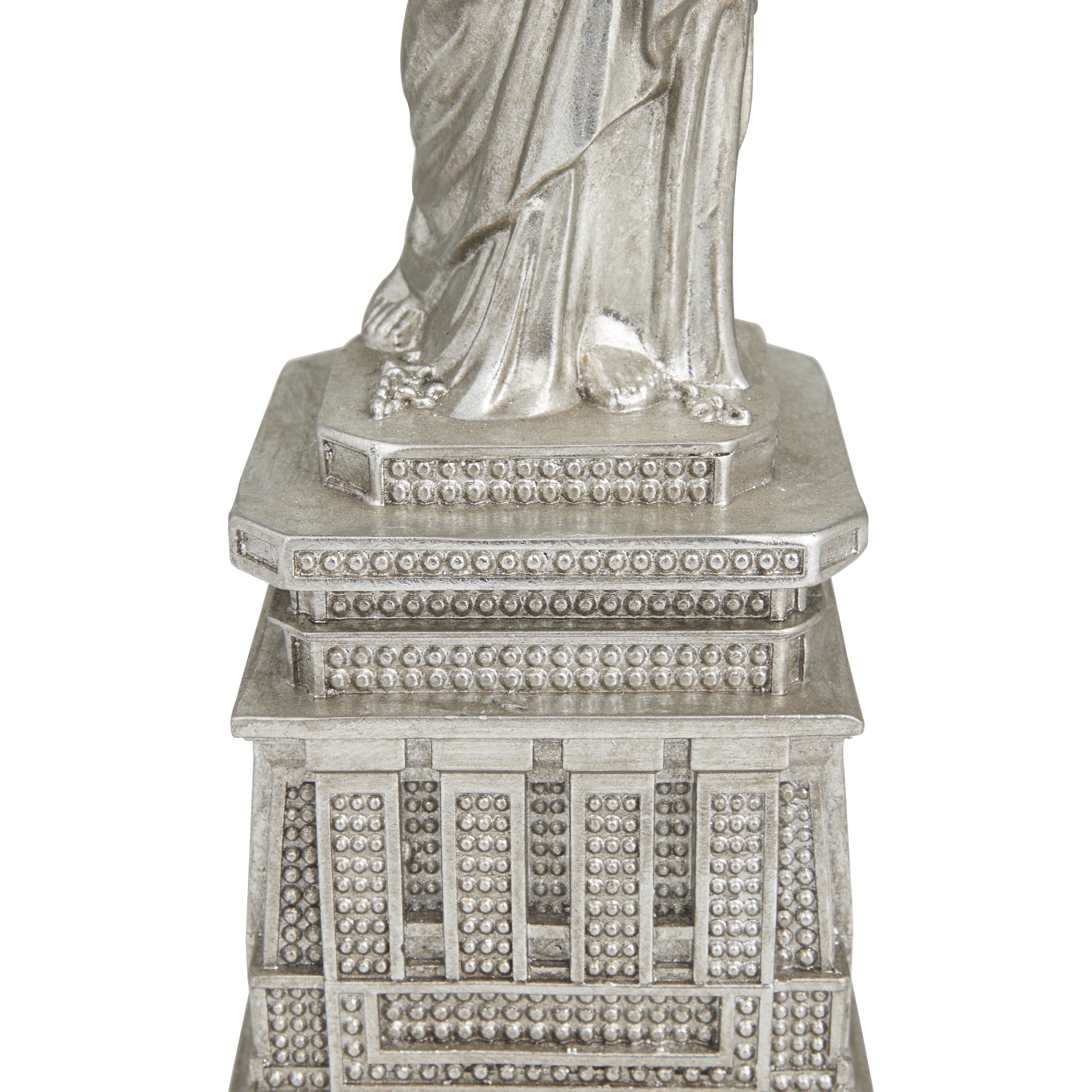 5" x 17" Silver Polystone Statue of Liberty Sculpture, by DecMode