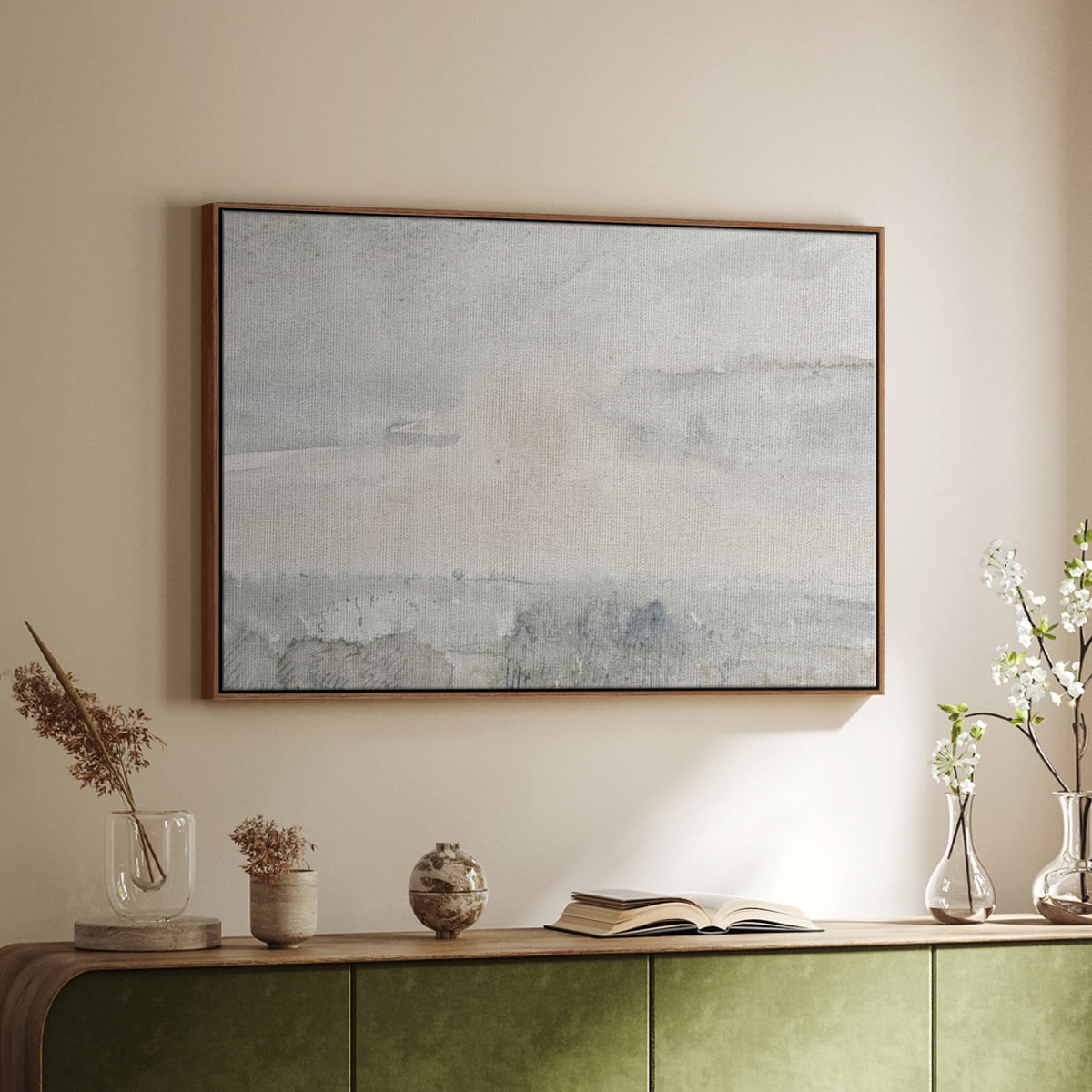 Vintage Landscape-CCCXXXIX By Wexford Home Framed in Walnut Wood Gallery Wrapped Canvas 25 in. x 37 in.