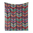 thumbnail image 1 of Abstract Soft Flannel Fleece Blanket, Watercolor Style Colorful Rainbow Leaf Like Modern Design with Black Lines Arwork, Cozy Plush for Indoor and Outdoor Use, 60" x 80", Multicolor, by Ambesonne, 1 of 6