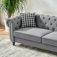 thumbnail image 5 of 67" Chesterfield Loveseat Sofa, Comfy Velvet Cloud Couch with Roll Armrest & Nailhead, Modern 2-Seater Tufted Corner Couch for Living Room, Gray, 5 of 8