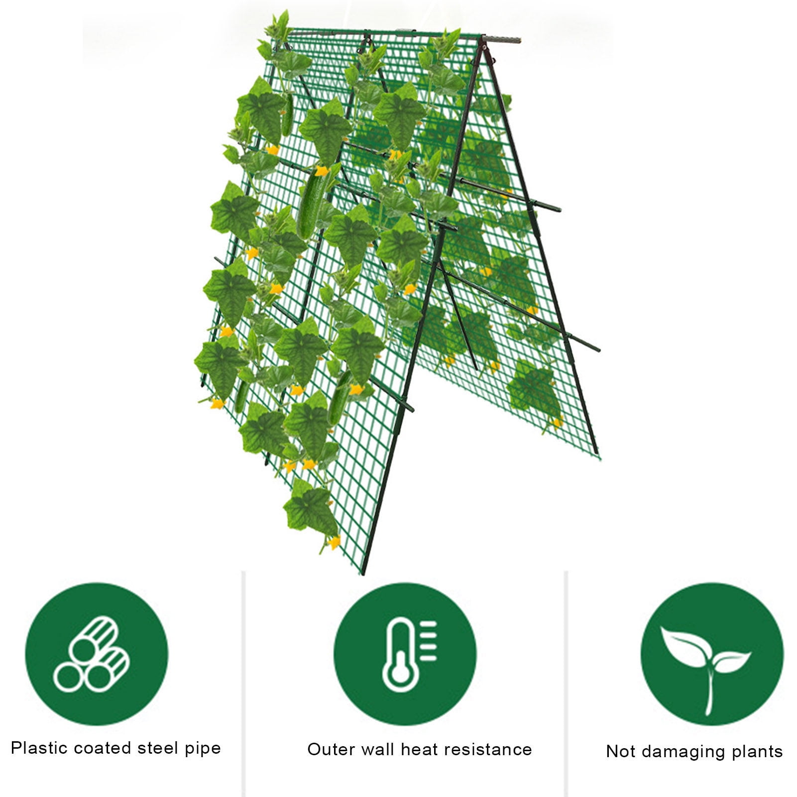 Homerr Cucumber Trellis Plastic-coated Steel Pipe A-Frame Cucumber Trellis Plastic-Coated Steel Pipes Plant Growth Support Trellis Easy Installation Complete Plant Support Frame