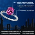 thumbnail image 2 of Gem Stone King 14K White Gold Pink Created Sapphire and Blue Created Sapphire Engagement Ring for Women | 3.53 Cttw | Oval 10X8MM | Gemstone September Birthstone | Size 6, 2 of 6