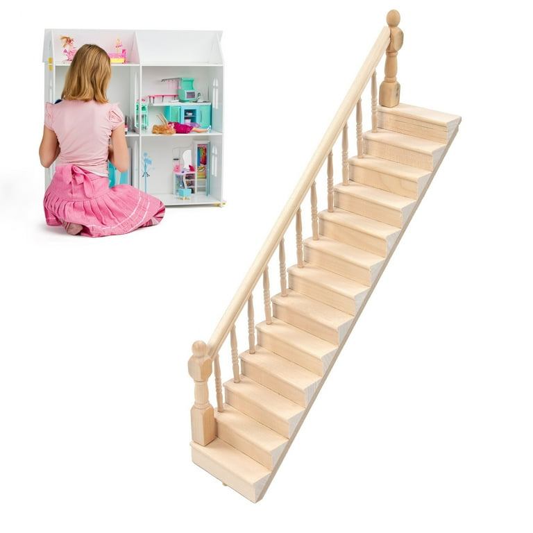 STEEP STAIRCASE w/ RAILING on RIGHT 1/12 scale miniature for 10 ceilings