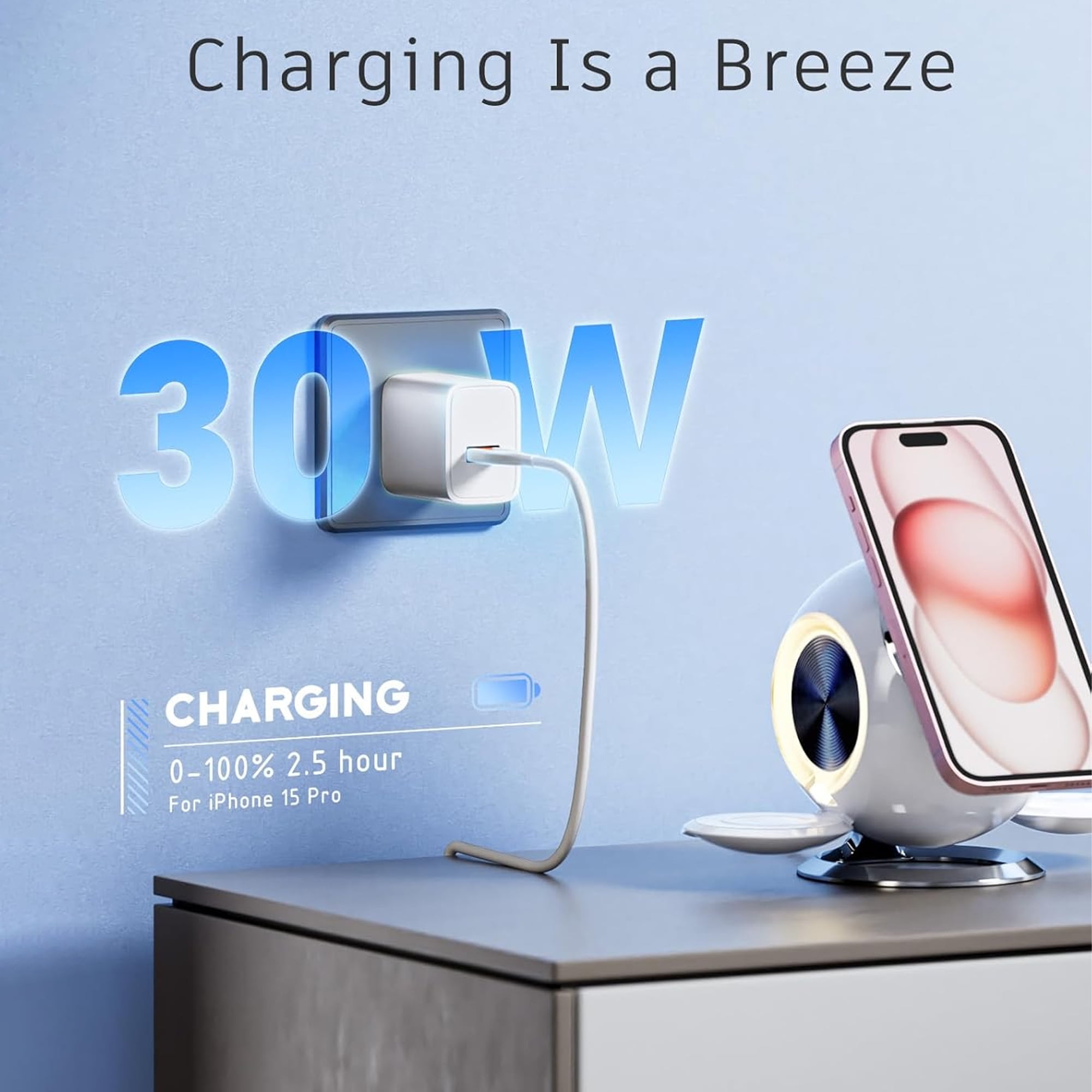 3 in 1 Charger Stand, Magnetic Wireless Charging Station for Apple Devices, Wireless Charger Compatible Dock for iPhone AirPods iWatch, 36W Fast Charging Dock Compatible Multiple Devices