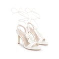 thumbnail image 3 of BLISSFUL STEP Flower Lace Up Stiletto Heel Slingback Strappy Heels Sandals for Women White (Size 9), 3 of 7