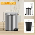thumbnail image 5 of Small Bathroom Trash Can Toilet Trash Bin with Lid Waste Bin 6 L/1.6 Gallon Stainless Steel Trash Can Round Portable Garbage Bin for Bathroom Office Bedroom Rubbish Bin Step-Open, Silver (2 Pack), 5 of 7