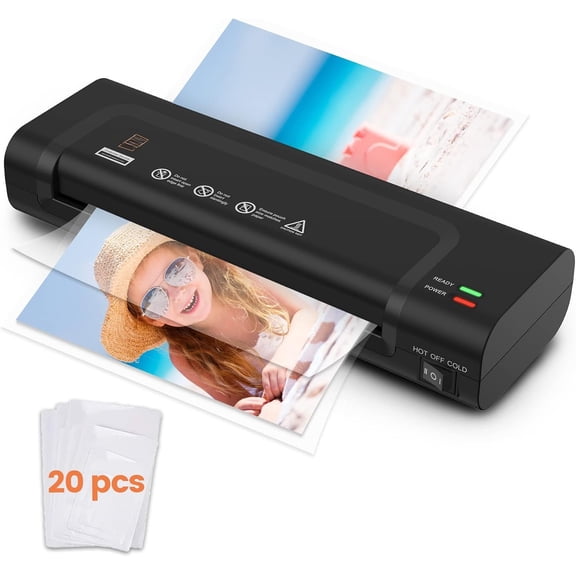 9-inch Laminator Machine with 20 Laminating Sheets, Laminating Machine 8.5 x11 with 2-Min Preheat, Small Personal Laminator for Teachers, Office, School, Black