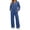 Blue, variant on Womens Plus Size Lounge Sets Casual Solid Color V-neck Tops and Pleated Wide Leg Pants Two Piece Matching Sets Fashion Loose Comfy Fall Outfits