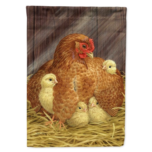 Carolines Treasures ASA2011GF My Little Chickadees with Hen Chicken Flag Garden Size  Small multicolor