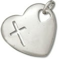 thumbnail image 1 of Sterling Silver 24" .8mm Box Chain Heart With Cutout Cross And Heart Pendant Necklace, 1 of 2