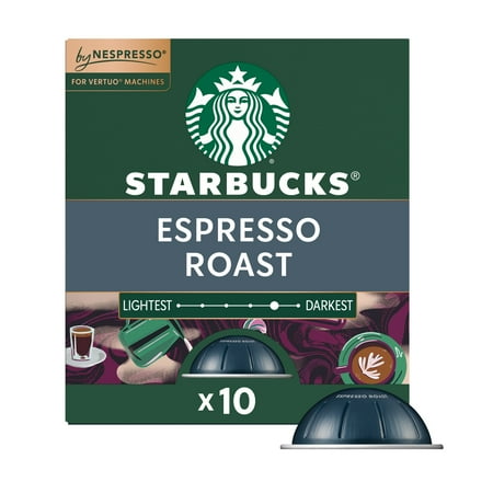 Starbucks by Nespresso Vertuo, Espresso Roast, Dark Roast Nespresso Pods, 10 Count