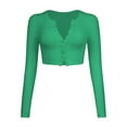 thumbnail image 2 of Baqcunre Cardigan For Women Women'S Fashion Cropped Rib Long Sleeve Knit Cardigan With Cropped Buttons Jackets For Women Womens Fall Fashion 2023 Green 2 L, 2 of 4