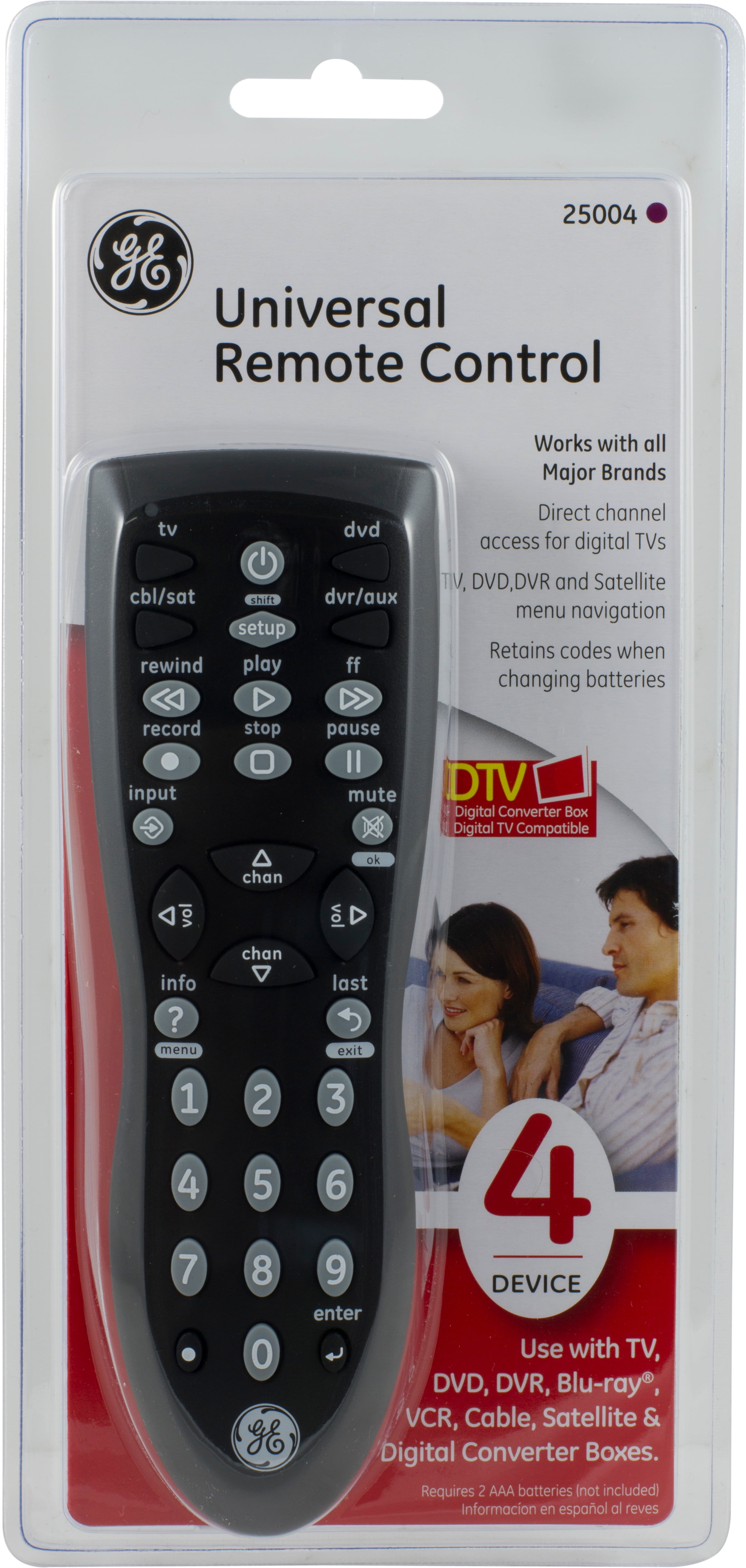 General Electric Universal Remote Control, 4 Device Black