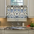 thumbnail image 2 of Yayeee Kitchen Curtains Tier Pair Light Filtering 27"x24" Rod Pocket Short Cafe Window Panel, Blue Floral, 2 of 7