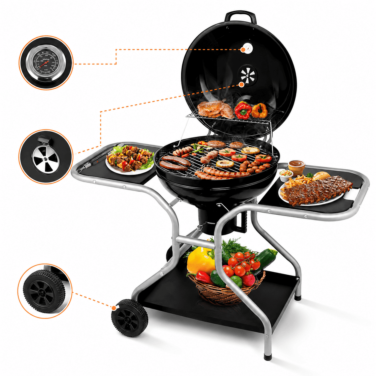 Char-Broil American Gourmet 840 sq in BBQ Charcoal Barrel Grill