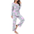 thumbnail image 2 of Tumotour Pajama Sets For Women 2 Piece Loungewear Long Sleeve Shirts And Pants Pjs Outfits Fall Sleepwear With Pockets, 2 of 7