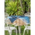 thumbnail image 2 of Outdoor Tablecloth with Umbrella Hole & Zipper, Blue Coastal Beach Round Tablecloth 54 Inch, Summer Nautical Ocean Beige Seaside Patio Table Cover Waterproof Table Cloth for Picnic/Party, 2 of 7