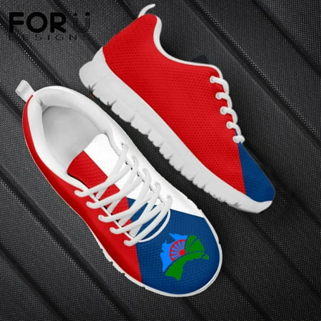 

Romani Roma Travellers Flag Pattern Women s Shoes Casual Lace-up Sneakers Shoe for Ladies Fashion Mesh Flat Shoes