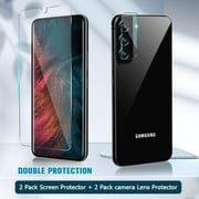 [2+2 Pack] Galaxy S21 Screen Camera Protector, 9H Tempered Glass Scratch Resistant, Ultrasonic Fingerprint Support, for Samsung 5G 6.2 Inch Protector