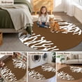 thumbnail image 6 of Sea White Coral Round Living Room Rugs 4 ft, Marine Brown Background Modern Art Washable Area Rug with Non-Slip Sturdy Edge Binding Round Carpet for Entryway Kitchen Bedroom Bathroom, 6 of 9