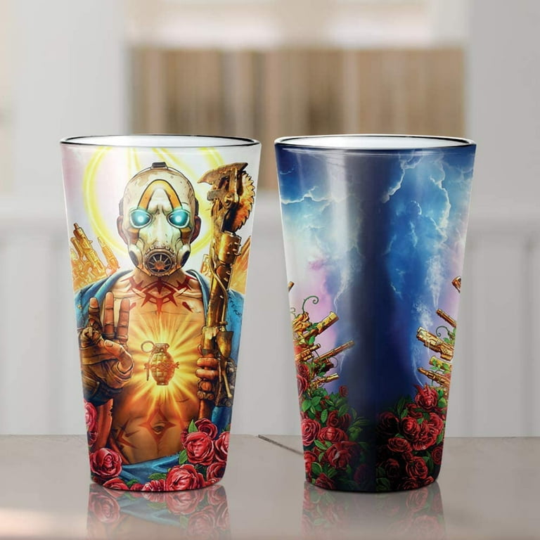 Official Licensed Borderlands Krieg Psycho Pint Glass [MULTI-COLOR 16oz]  Borderlands 3 Drinking Glass, GOTY Gamer Beer/Juice/Party Glasses, By Just  Funky 