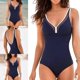 thumbnail image 2 of Womens Backless Swimwear Female Push Up Swimming Suit V-Neck Bathing Suit Ladies 1 Pc Swimsuit for Beachwear M, 2 of 4