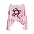 thumbnail image 4 of Craaazy Women's Fashion Breast Cancer Awareness Prints Shirts Round Neck Long Sleeve Pullover Knitted Tops Gifts, 4 of 5
