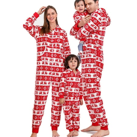 

URMAGIC Christmas Family Matching Fleece Warm Hooded Onesie Pajamas for Adult Kid Baby