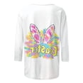thumbnail image 4 of Staron Women's Casual Easter Print T-Shirt Loose Fit Round Neck Three-Quarter Sleeve Pullover Top, 5XL, 4 of 5