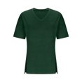 thumbnail image 3 of Lmnyox Plus Size Shirts for Women Loose Solid Color Short Sleeve V Neck T Shirt Casual Fashion Side Slit Pullover Tee, 3 of 6