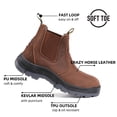 thumbnail image 2 of CRZ802 6" Soft Toe 100% Leather Slip Resistant Work Boots, Pull On Chelsea Working Boots For Men Light Weight Shoes Size 7, 2 of 8